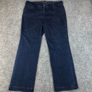 Lee Flex Motion Straight Leg Mid Rise Womens Pants Navy Blue Size 14 Short